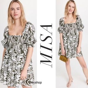 Misa Zadie Smocked Mini Dress in Spring Ikat S